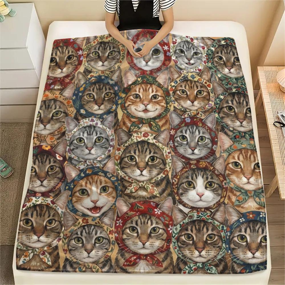 

1PC Retro Animal Art Print Flannel Blanket, High quality All Seasons, Home Decor, Warmth and Comfort, Perfect for Christmas Gifts 80cm x 120cm