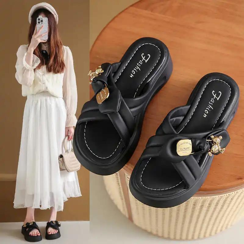 Fashion Super Lightweight Round Tip White Flip-flops Cute Sandal For Women Shoes Summer Women's Slippers Sneakers Sports Shors