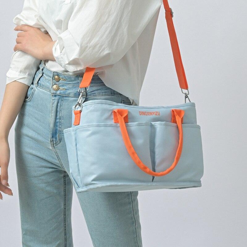Mode Nylon Tragetasche Damen Schultertaschen Reißverschluss Mama Umhängetaschen Groß Weiß Einkaufstaschen Geldbörsen