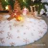 White Plush & Gold Sequin Christmas Tree Skirt 90/122cm