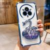 KEYSION Shockproof Plating Phone Case for Realme 14 Pro 5G Clear TPU Glitter Jewelled Swan Kickstand Back Cover for OPPO Realme 14 Pro+ 5G