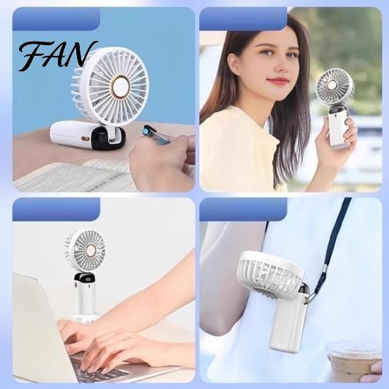 Cordless Handheld Cooling Fan Portable Fan, Foldable Mini with Strong Wind, 3 Speed Quiet Desk for Travel Office, USB Personal School