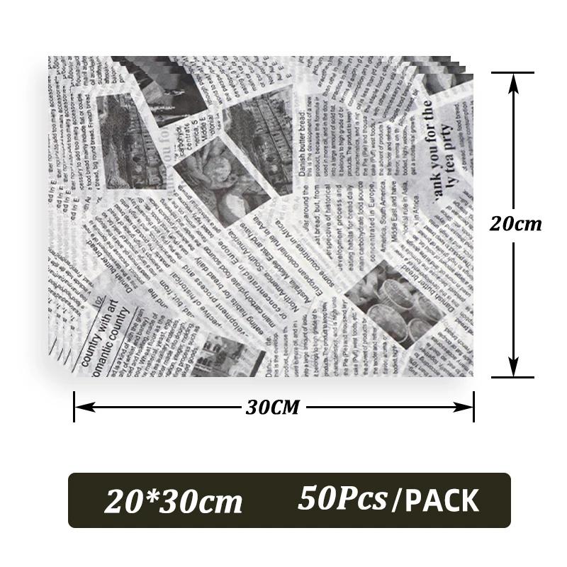 

50pcs Oil-Proof Baking Food Wrapper Wax Paper Burger French Fries Wrapping Oilpaper Kitchen Sandwich Bread Food Baking Tools Mat