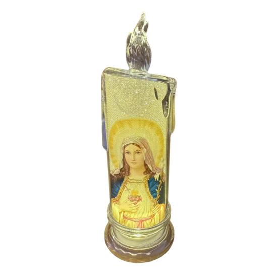 1/6Pcs LED Flameless Prayer Candles Flickering Fake Candle Jesus Devotional Prayer Candle Light Religious Tea Lights Decoration