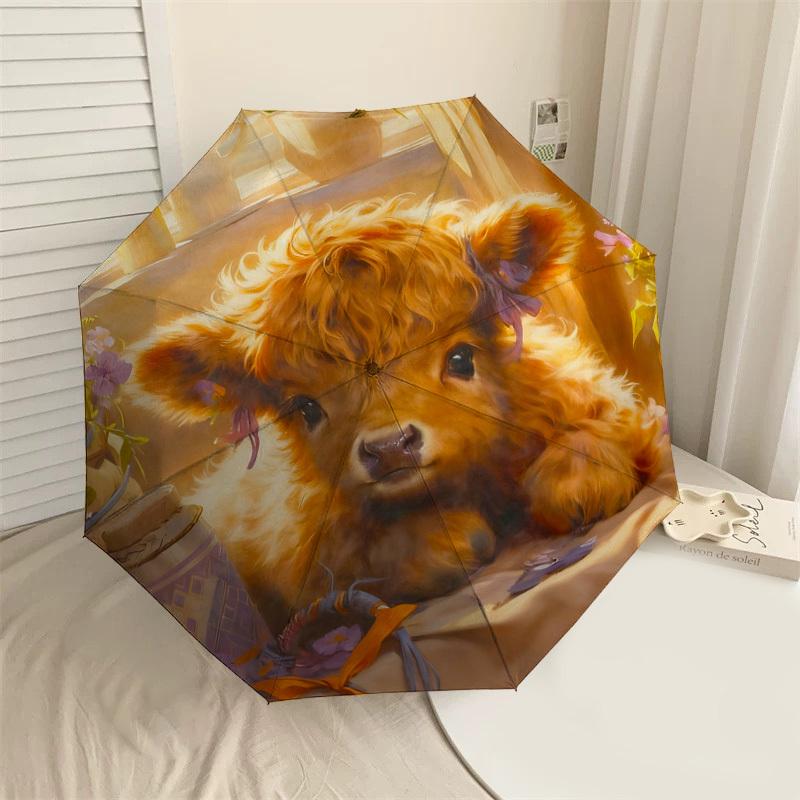 1pc Cow Flower Pattern Umbrella Design Automatic Opening and Closing Umbrella, High-quality Travel Umbrella, c1128129