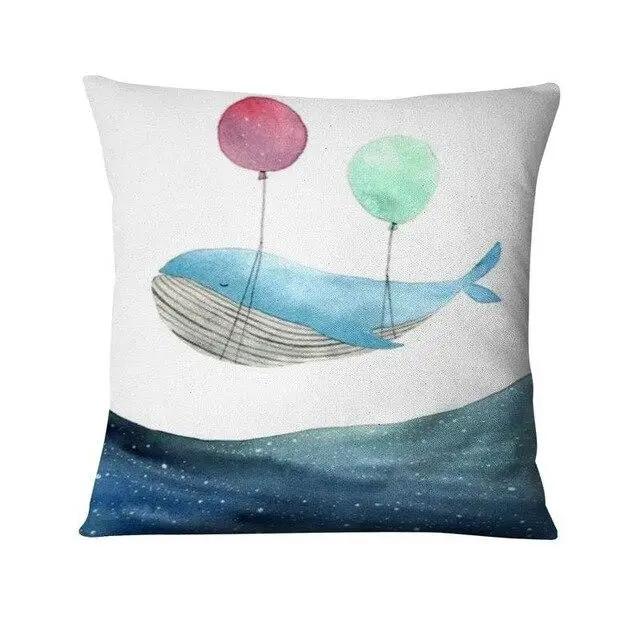 Cartoon Wal Bedruckter Kissenbezug Nordisch Marine Kissen Dekoratives Wohndekor Sofa Überwurf Dekoration