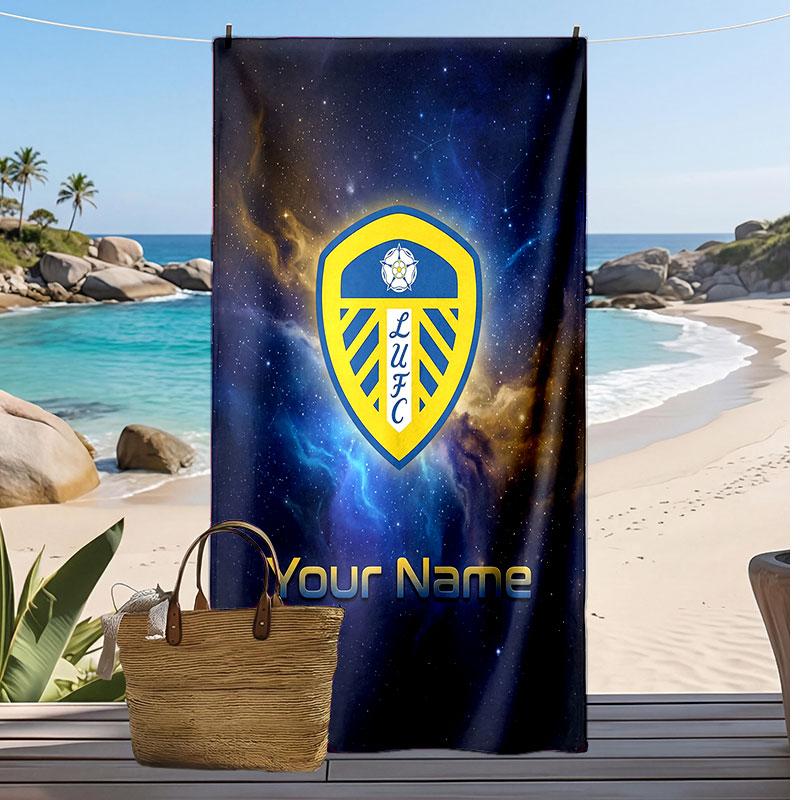 Leeds United Personalisiertes Bedrucktes Strandtuch Fußballlogo Unterstützung Benutzerdefinierter Name Text Saugfähiges Handtuch Für Sport Reisen Besonderes Geschenk