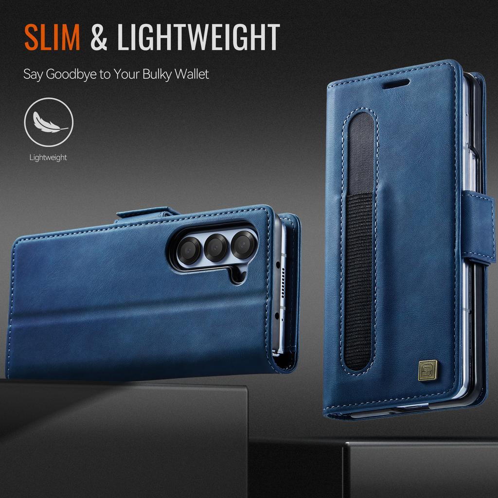 For Samsung Galaxy Z Fold5 / Z Fold6 / Z Fold7  Wallet Case with Card Slots & Kickstand, 360° Protection Leather Case