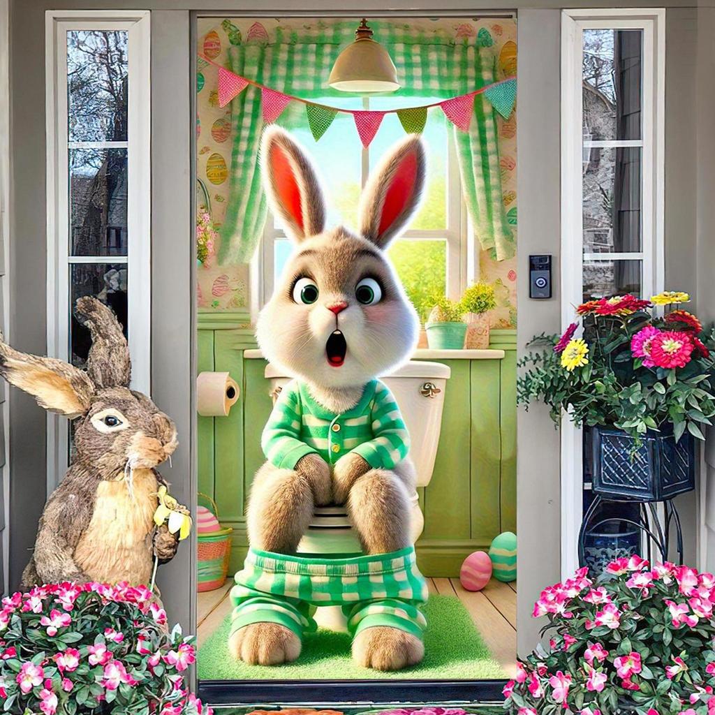 Ostern Türabdeckung Banner Osterei Tür Atmosphäre Türhängendes Vorhang Fahnenstoff