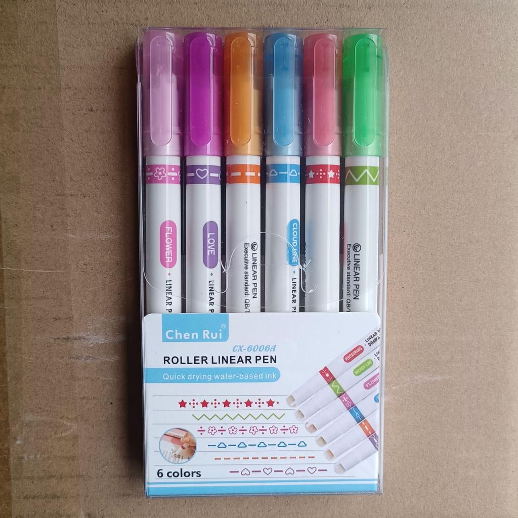 Dual-line Wave Net Red Color Hand Copy Newspaper Pen - Student Fluorescent Pen