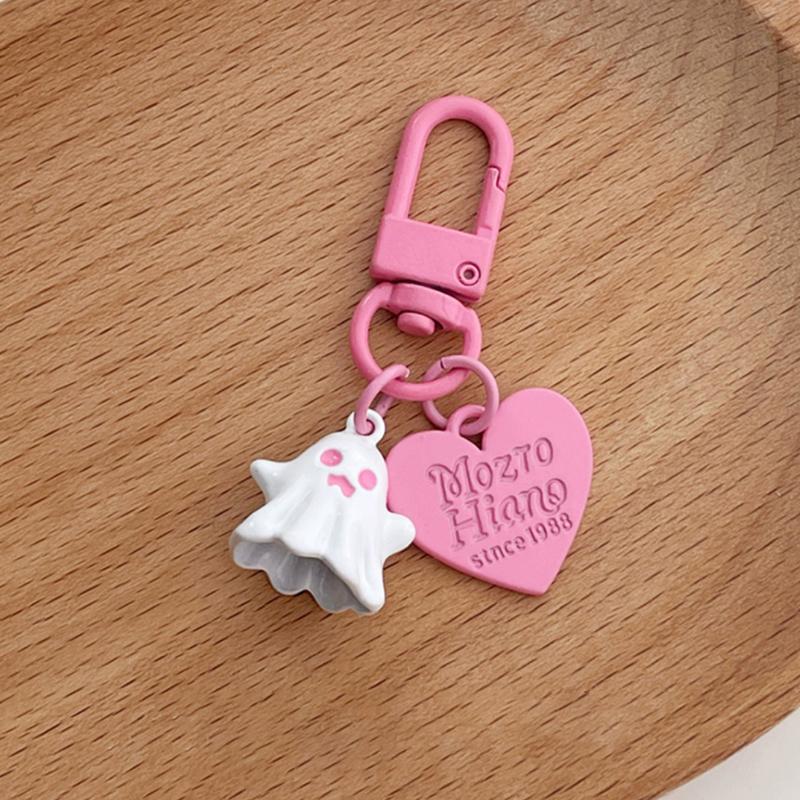 Cute Little Ghost Keychain Halloween Ghost Love Pendant Keyring  Phone Charms Car Key Accessories For Friends Gifts