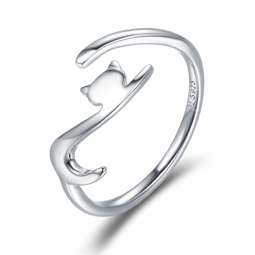 WOSTU Adjustable Rings Real 925 Silver Stackable Engagement Zircon Open Size Rings For Women Female Original Jewelry