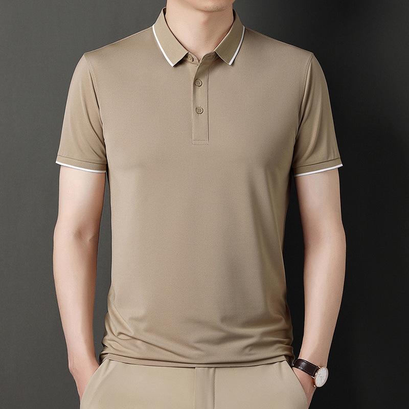 

Men s Solid Color Summer POLO Shirt Men s Short-sleeved Business Lapel Fashion Shirt Casual Collared T-shirt Top