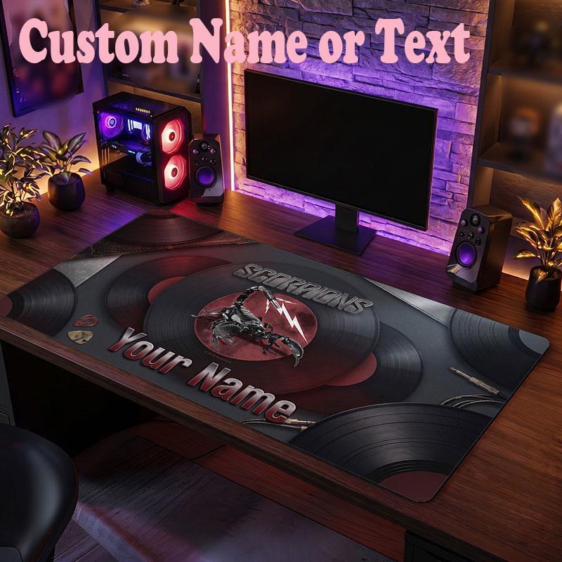 Scorpions Customized Name Text Mouse Pad, Large Desk Mouse Mat Personalized Home Office Present