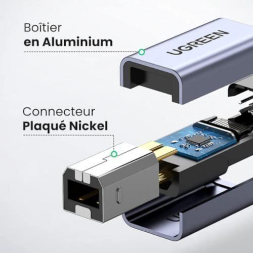 Adaptateur Imprimante USB 2.0 - UGREEN - Mâle vers Type C Femelle - Blanc - Connecteur USB - Imprimante