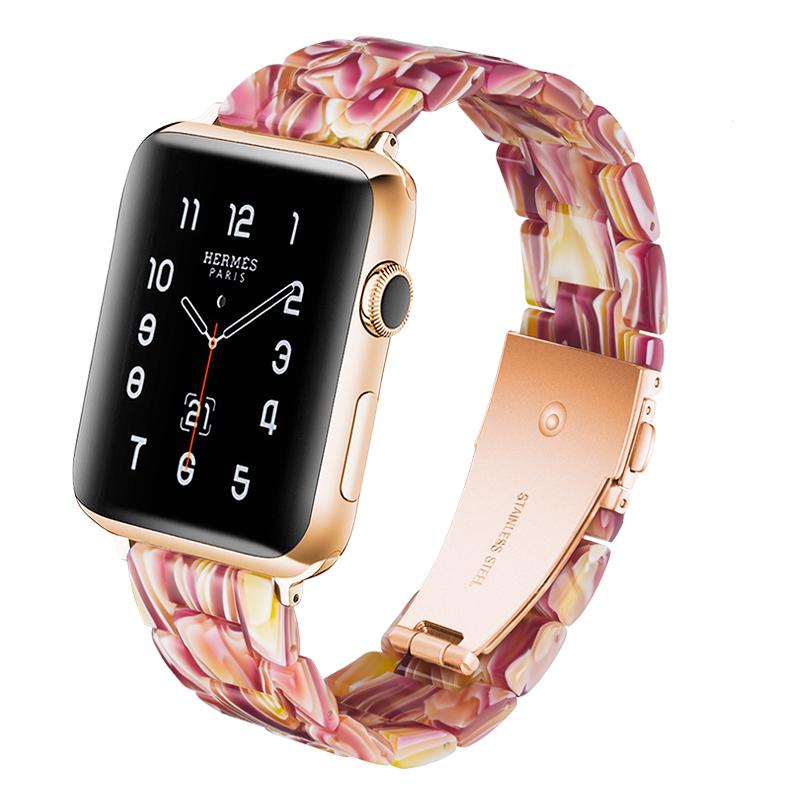 Resin Strap for Apple Watch Band 44mm 40mm 42mm 40mm Accessoreis Luxury Watchband Belt Bracelet iWatch Series 3 4 5 Se 6 Band