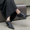 Fashion 2025 Spring Black Pointed-toe Sporty High Sneaker Heels Women's Mesh Boxing Casual Shoes Brand Design Fashion Sexy Shoes