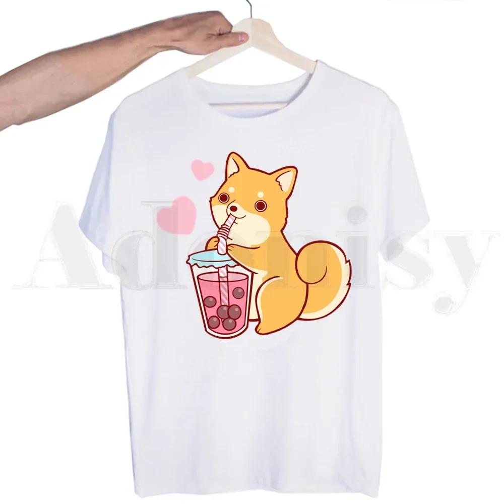 Bubble Tea Cute Cartoon Fashion Kawaii Graphic Tshirts Men Fashion Summer T-shirts Tshirt Top Tees Streetwear Harajuku Funny