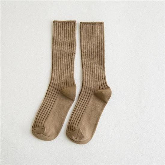 1 Pair Women Cotton Loose Socks Autumn Winter Knitting Solid Color Long Black Pink Korean Japanese Student Girls Stockings Retro