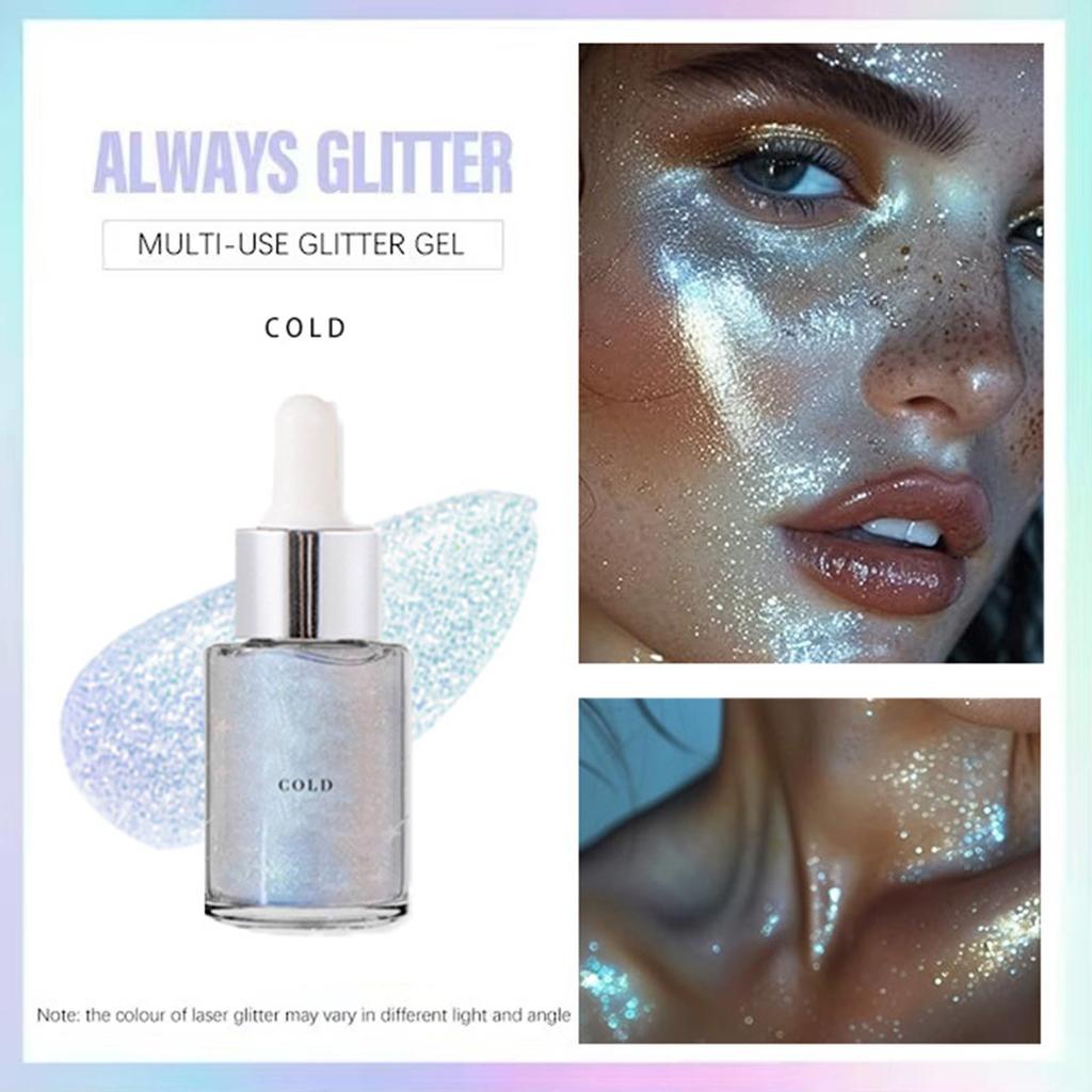 Body Shiny Oil Moisturizing Long Lasting Body Luminizer Face Brightening Liquid Shiny Body Glow Body Glitter Oil Highlighter Summer Glowing 30ml