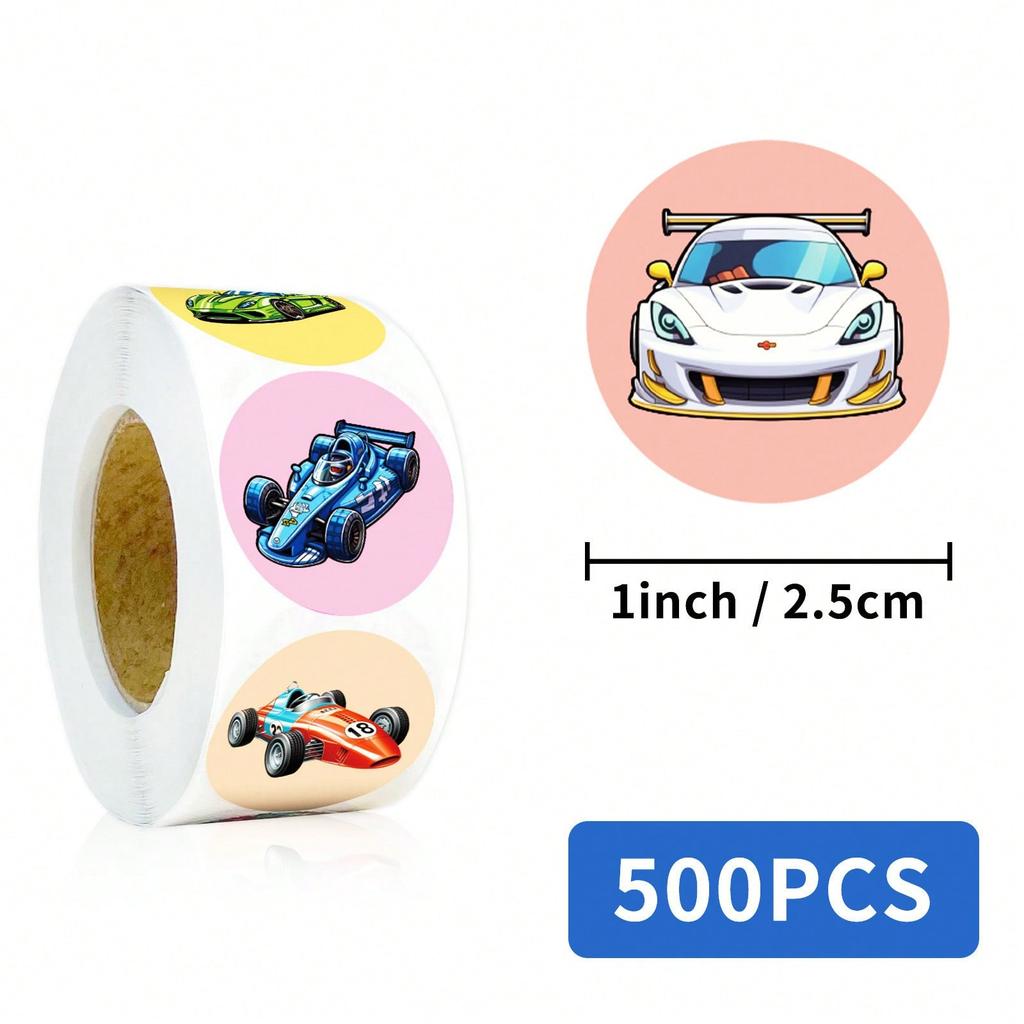 Cartoon engineering vehicle sticker roll - perfect for decorating scrapbooks, wall art, and gift wrapping. Comes with PVC self-adhesive backing.