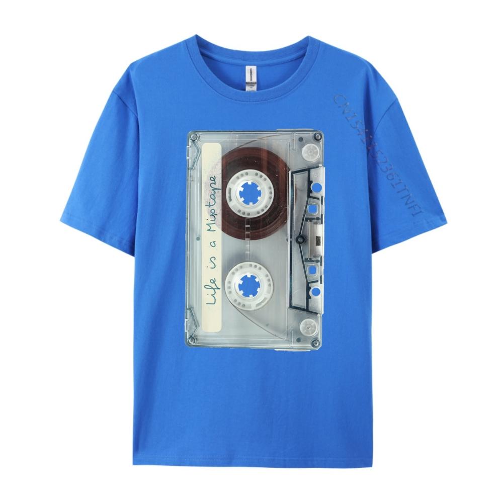Life Is A Mixtape Old School Tape Cassette Printed T-Shirt Male T-Shirt Graphic Cotton Short Sleeve