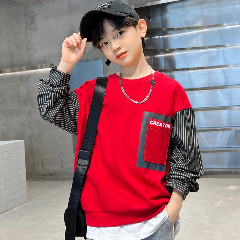 

Осенний свитшот для мальчиков 2025: Новый осенний стиль для детей среднего и старшего возраста 140 cm красный