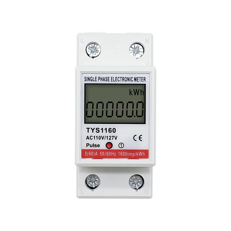Digital Single Phase Energy Meter for 110V/127V Electrical Circuits with 60A Maximum Current and 35mm DIN Rail Mount