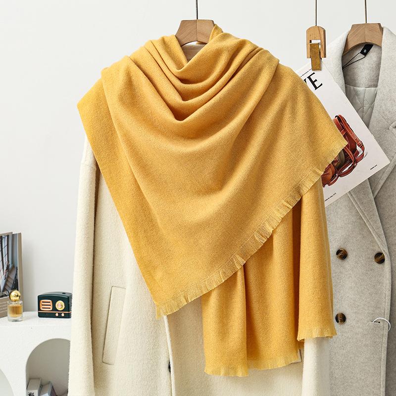 Short Beard Scarf Light Luxury High-end Cashmere Scarf Women's Winter New Korean Men's Shawl Solid Color