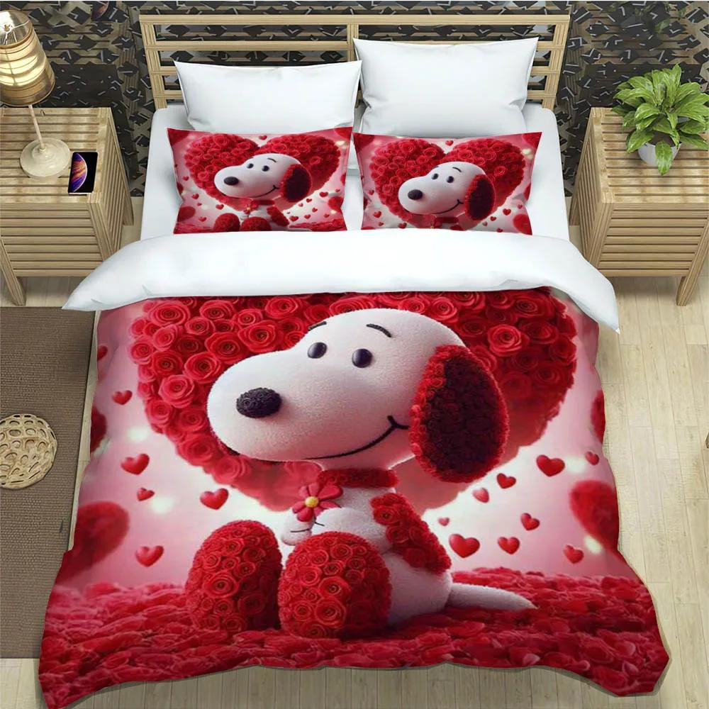 Cute Cartoon Snoopy Bedding Sets Exquisite Bed Supplies Set Duvet Cover Bed Comforter Set Bedding Set Luxury Birthday Gift