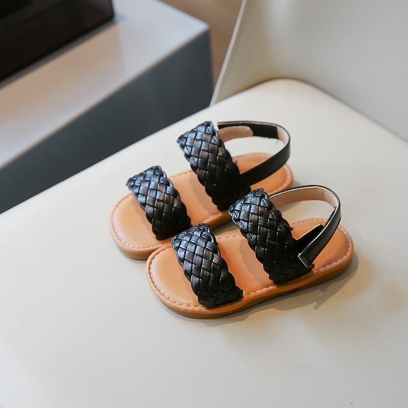 Korean Style Summer Kids Open Toe Woven Beach Sandals For Boys And Girls