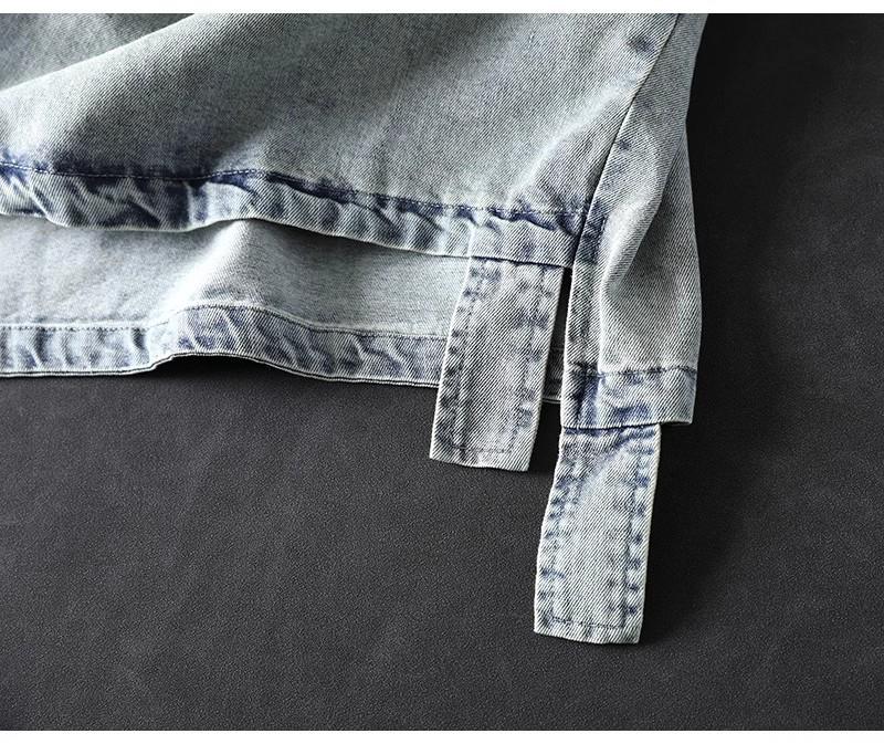 Damen Petites lockere Jeansjacke mit Revers - Frühling Lässig Übergröße