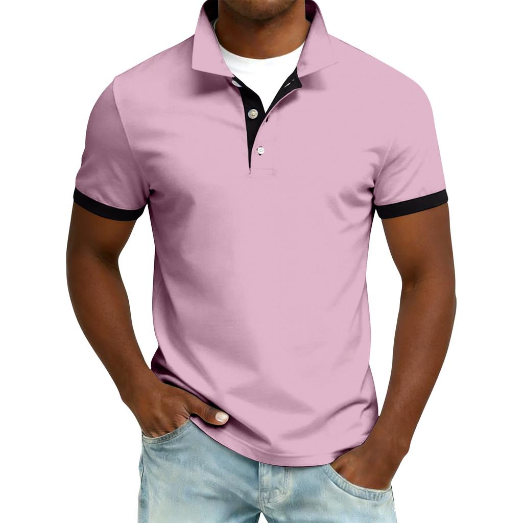 Men's Summer Button Lapel Loose Short Sleeve Top Men's Casual Fashion Top