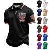 Men's Short Sleeve Polo Shirt Single Breasted Turn Down Collar Casual Comfortable Fit Soft Fabric Summer Top with Printed Logo Design