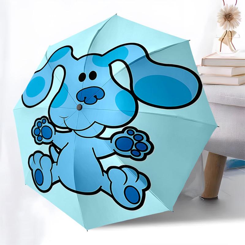 Blue's Clues,Puppy Dog Pals Automatic Folding Umbrella Compact 8 rib Design,Unique Style,Suitable for Everyday Outdoor Use,Perfect Gif