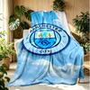 Manchester City FC Pattern Blanket for Home Decoration, Bed, Sofa, Car Travel, Camping, Suitable for All Seasons, Birthday Christmas Gift