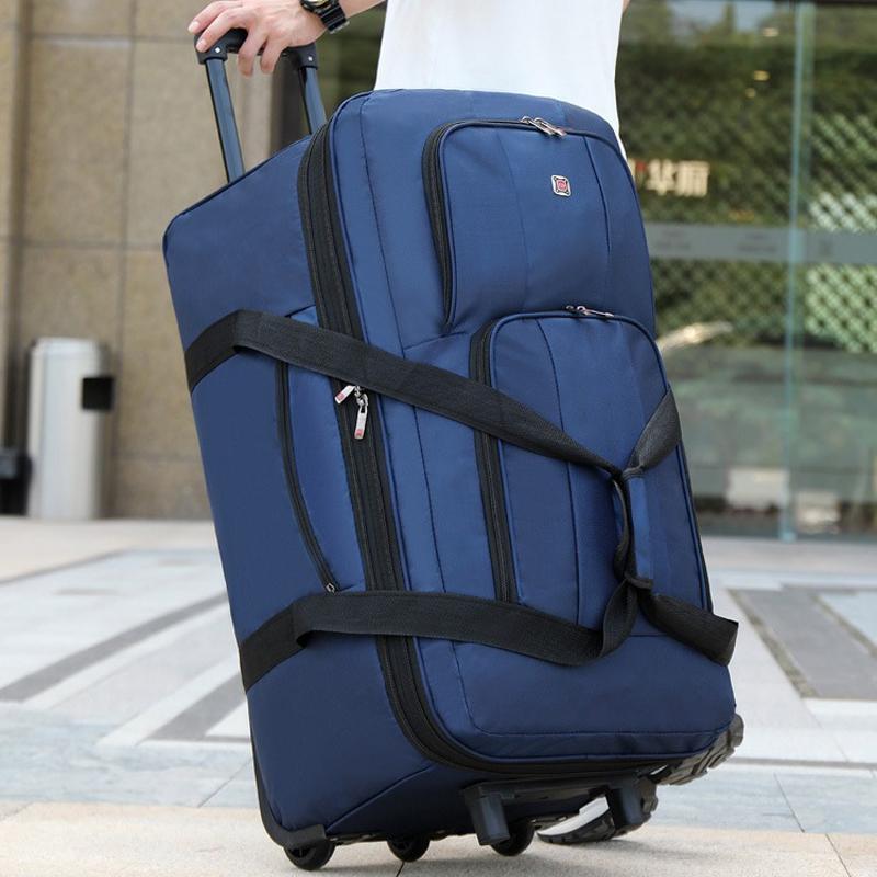 Wheel Bag Large-capacity Oxford Cloth Trolley Travel Bag for Men Women Going Out To Work Storage Folding Luggage Bag Checked Luggage Bag