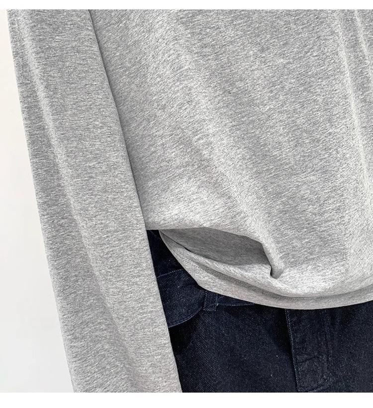 Women's Off-Shoulder Black Cotton Long-Sleeve T-Shirt, 2025 Spring/Autumn/Winter Collection