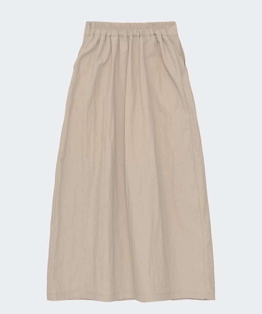 NEALIZE Nylon Maxi Skirt Beige