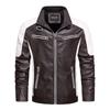 Men's Short Color-blocking Leather Jacket Motorcycle Stand Collar Youth Leather Jacket