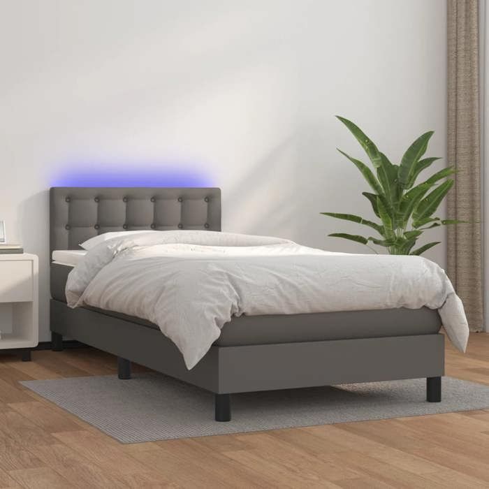 Maison Exclusive - Sommier à lattes de lit avec matelas et LED Gris 90x200 cm