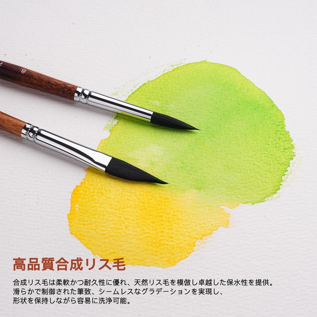 Watercolor brush set, professional grade, soft synthetic squirrel hair brushes, 10 brushes, watercolor, versatile, for beginners to professionals, sch