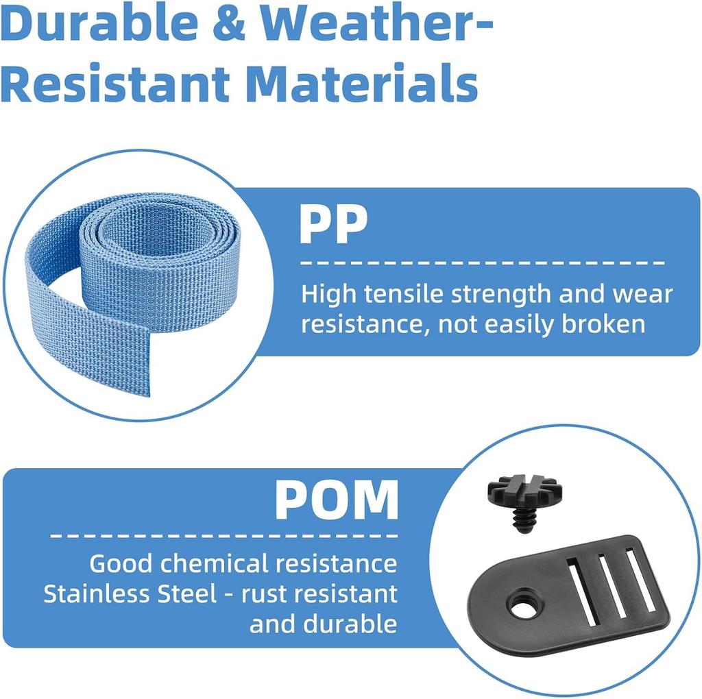 Pool Solar Cover Straps 10 Straps PP Durable Material Snug Fit   Wind Resistant Secure Fastening for Pool Reel System