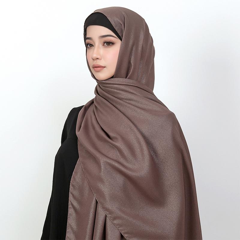 

Women Big Size Plain Solid Chiffon Crease Silver Hijab Scarf Lady High Quality Wraps And Shawls Musulman Headband Islamic Turban