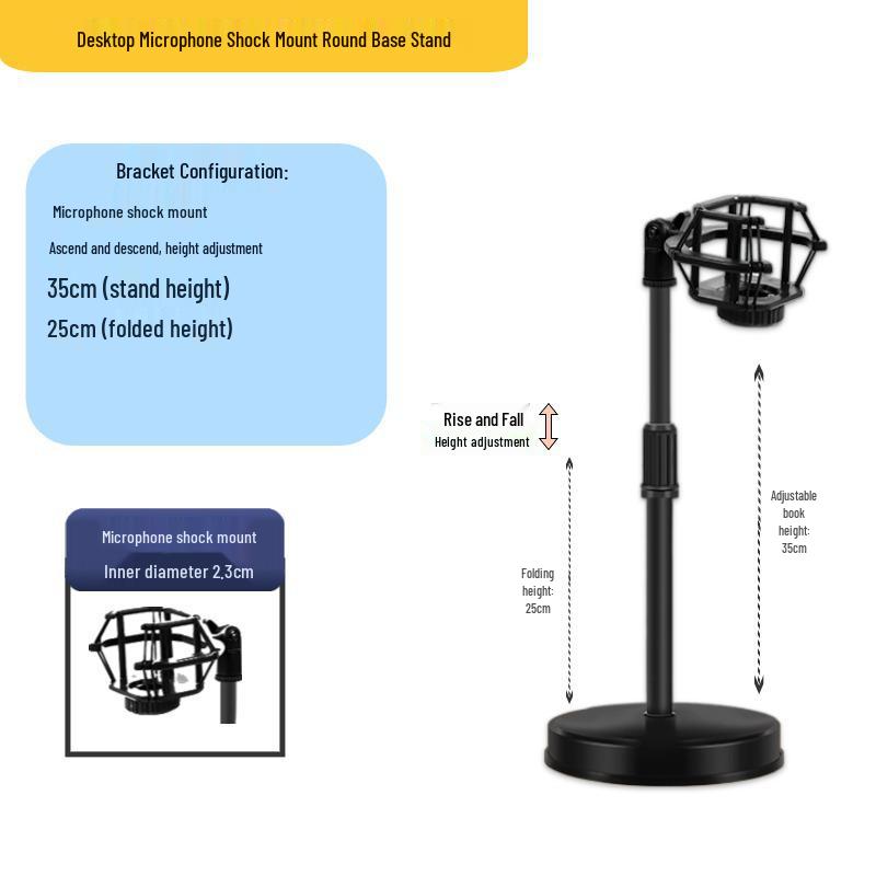 Desktop Streaming Microphone Stand with Fill Light, Boom Arm, and Phone Holder