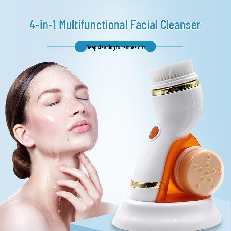4-in-1 Electric Waterproof Facial Cleansing Brush for Deep Cleaning & Blackhead Removal