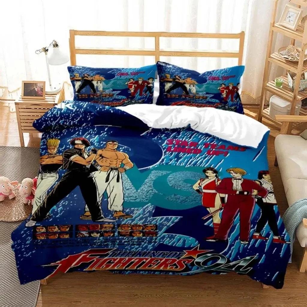 Anime King of Fighters KOF Bettwäscheset Jungen Mädchen Twin Queen Size Bettbezug Kissenbezug Bett Kinder Erwachsene Heimtextilien