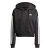 Women's Black Cropped Essentials 3-Stripes French Terry Full-Zip Hoodie JE0052