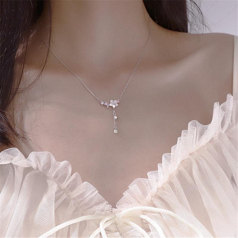 

Стерлингового серебра 925 пробы в виде ракушки с кисточками и кисточками, подвесное ожерелье для женщин, цепочка на ключицу, вечерние украшения Dz562