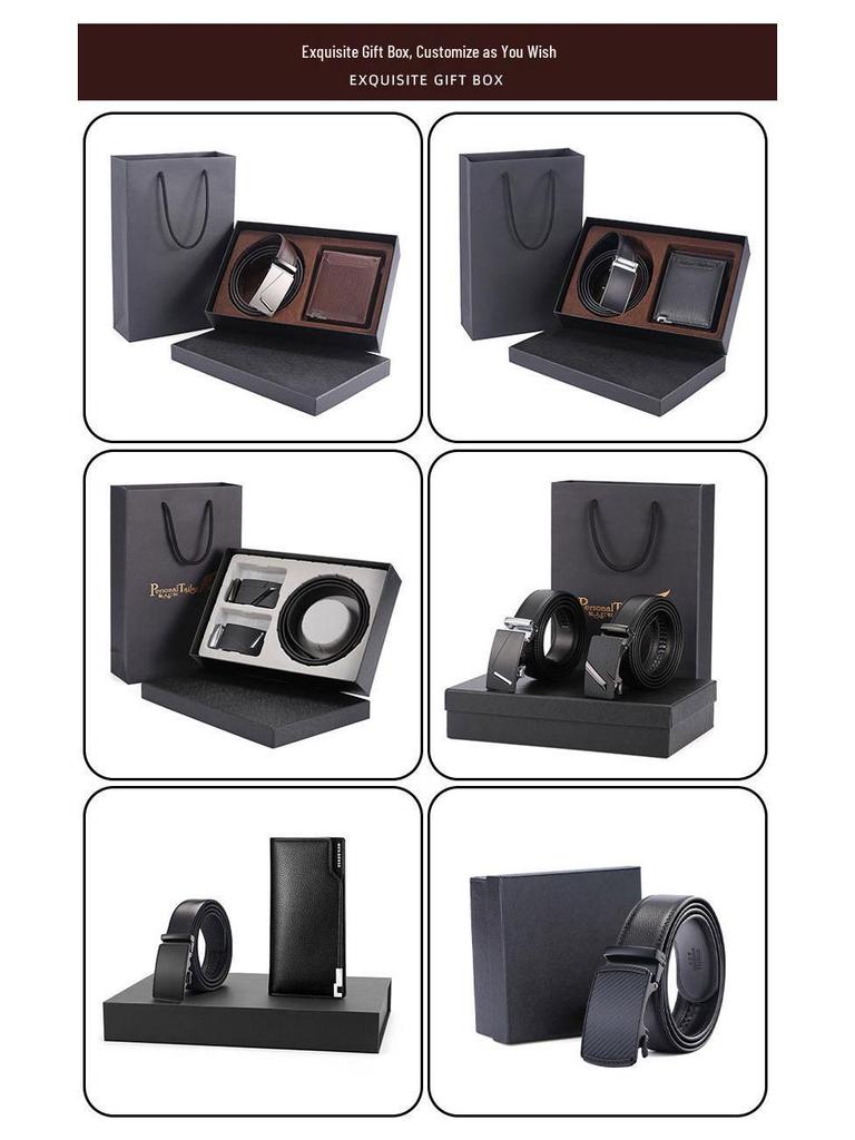 Men's Double-Sided Genuine Leather Belt with Rotating Pin Buckle - Business Casual Style